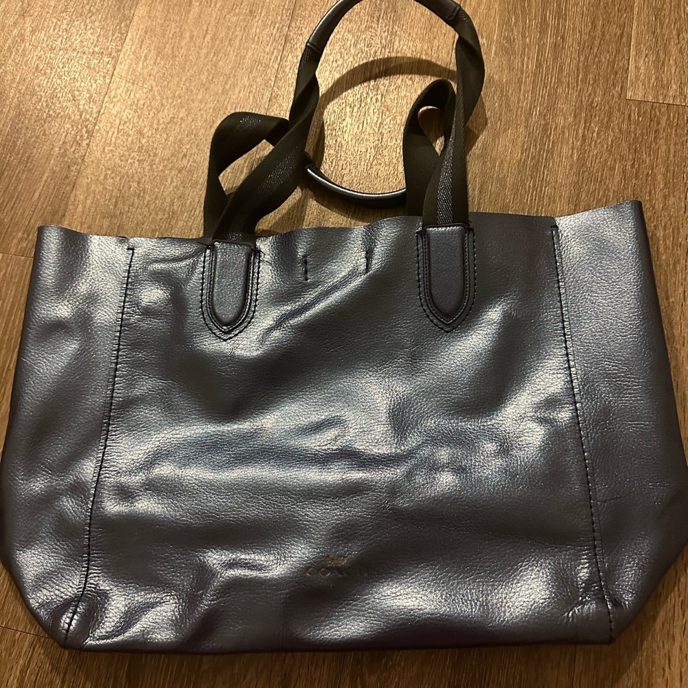 Coach Navy Leather Tote Bag
